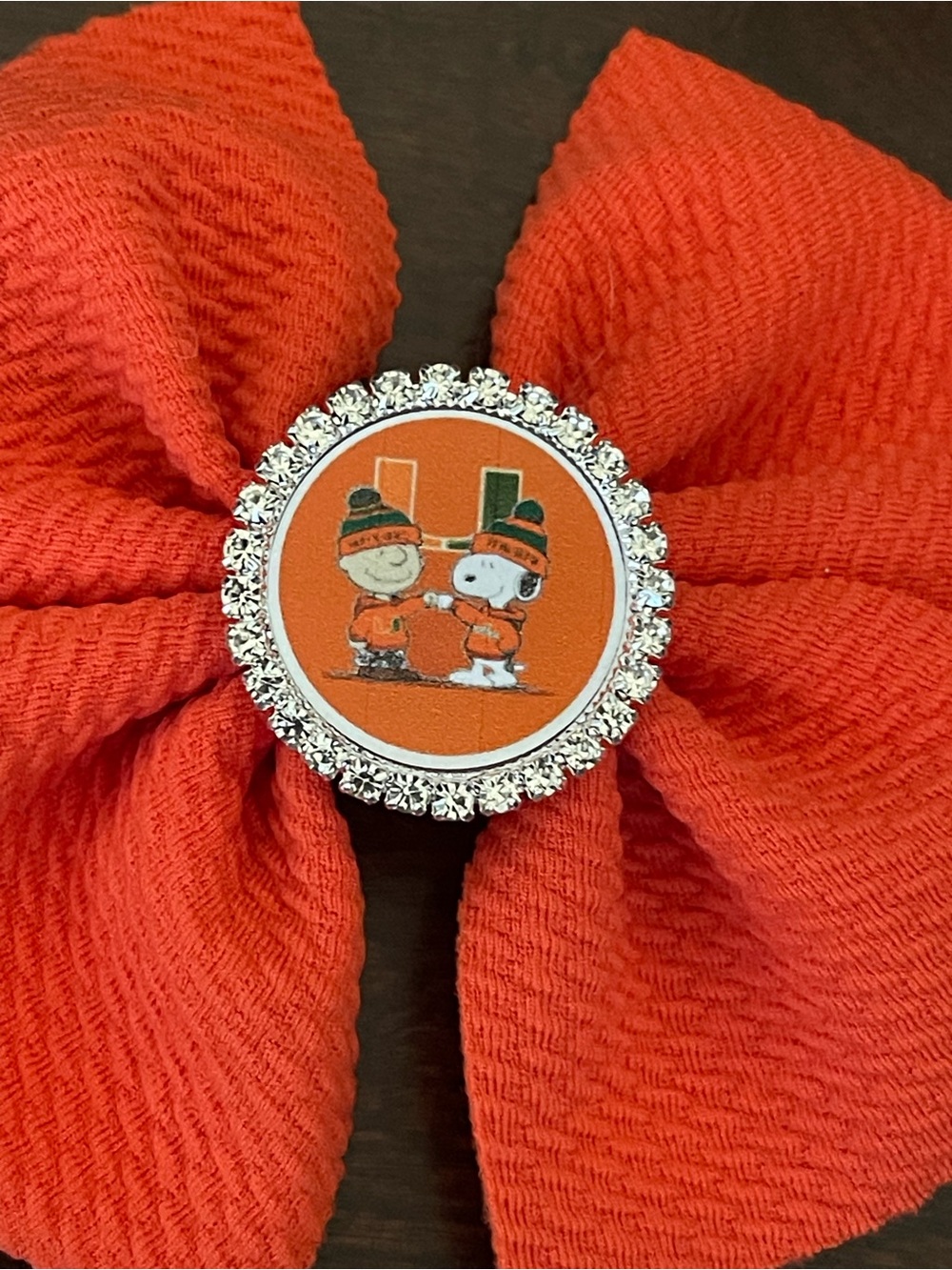 Orange Peanuts Snoopy Bow Accent hair bow